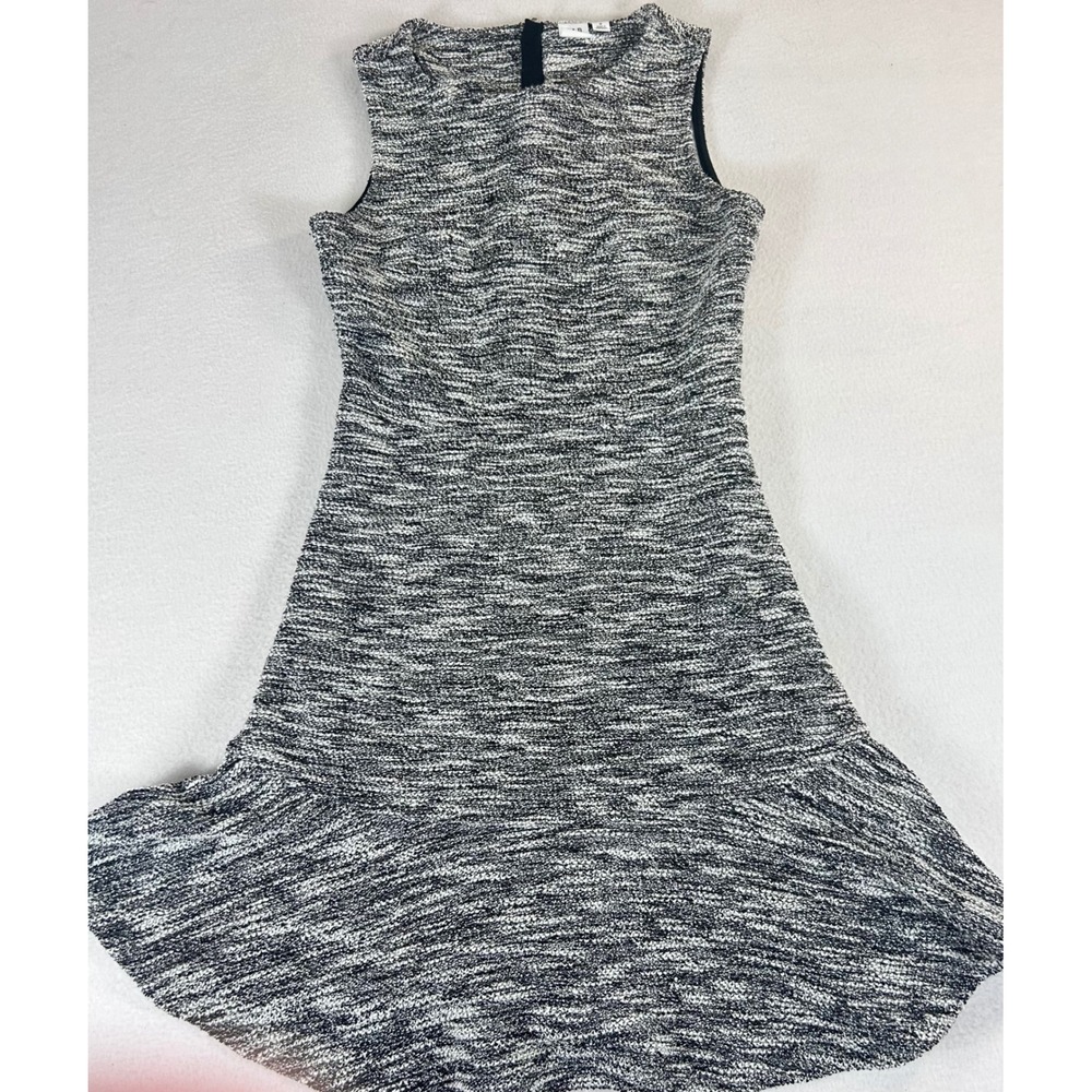 Gap Kids Girls Black‎ White Marled Knit Ruffle Fit Flare Dress Size 0